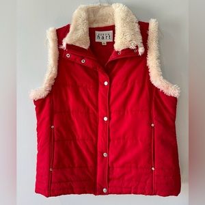Keren Hart Red Faux Fur Puffer Vest Size Large